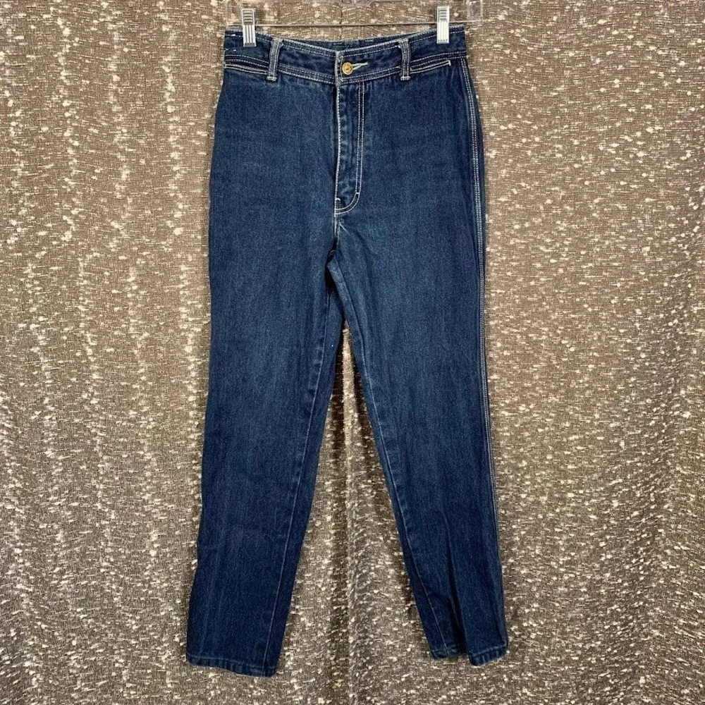 Vintage Jordache Jeans Womens High Waisted Tapered Leg Dark Wash Denim Retro 80s